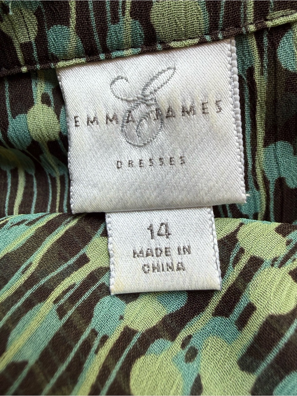 Emma James Mint and Black Long-Sleeve Geometric Patterned Midi Dress, size 14 - Picture 9 of 11